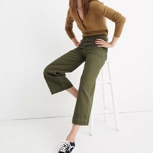 Madewell Emmett Wide Leg Crop Pants Button Green